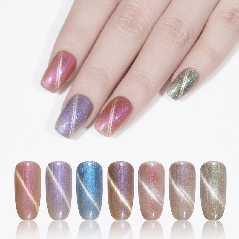 UR SUGAR 6Pcs/set Mermaid Pearl Magnetic Gel Shell Glitter 3D Cat Eye Gel Soak Off LED UV Nail Art Gel Lacquer Varnish Set