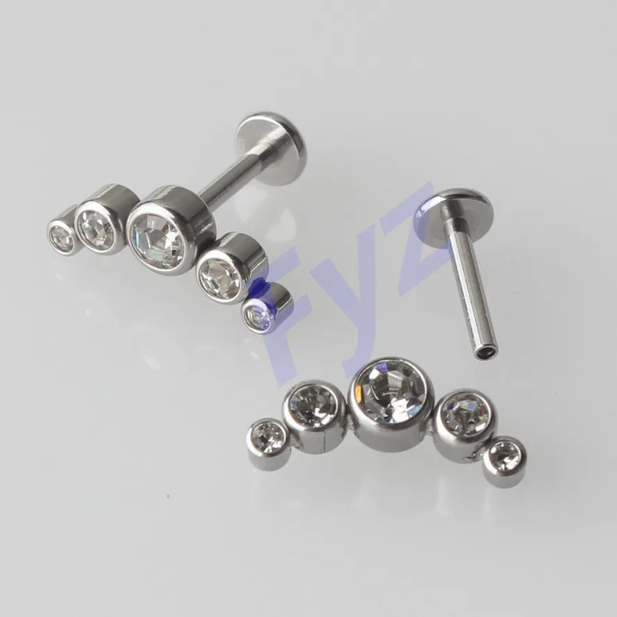 

316L Surgical Steel Internally Threaded Mosaic C Labret Lip Piercing 16g Ear Cartilage Helix Tragus Stud Body Jewelry