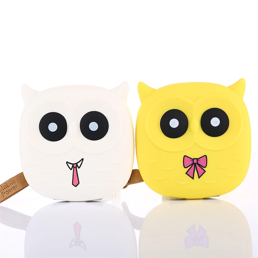 

New Cute Owl Cartoon Mobile Power Bank Charger External Battery 5000mAh Dual USB for Smartphone For Samsung Drop Shipping