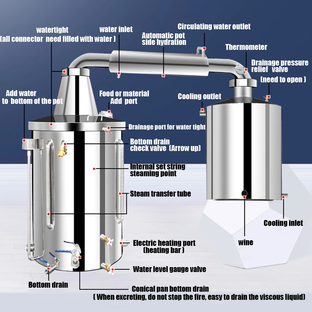 50L-210L домашний Самогон Еще алембические спирты и алкоголь эфирное масло Вода дистиллятор вино делая комплект W/водяной насос