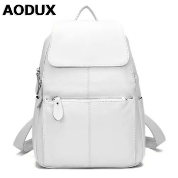 14 Colors 100% Real Genuine Leather Fashion Women's Backpack Girl's Female Top Layer Cow Leather Shopping Casual Backpacks Bag new cow genuine leather men backpacks fashion real natural leather student backpack boy luxury brand lager computer laptop bag