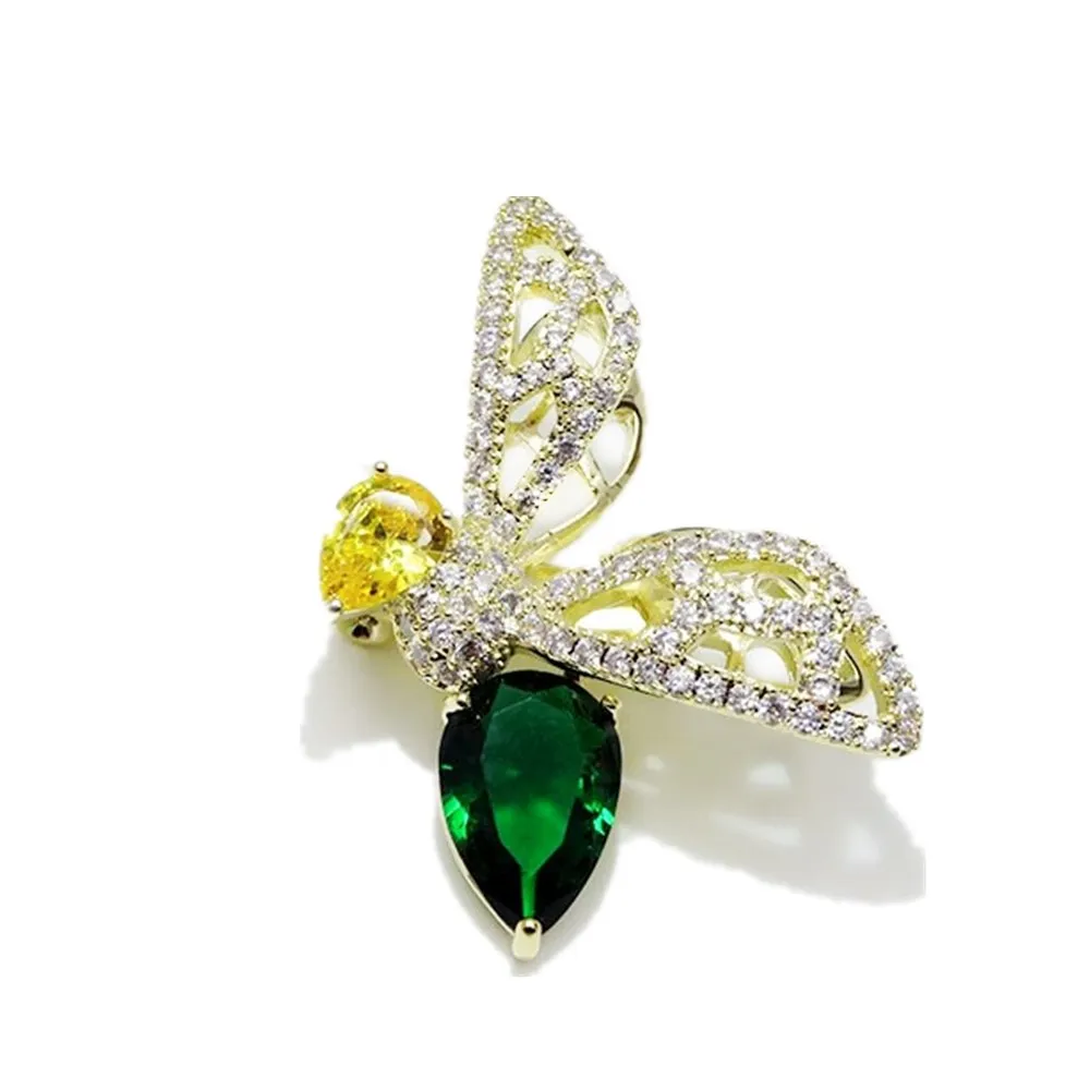 

New Zircon Crystal Cartoon Honeybee Brooch Wedding Jewelry Fashion Animal Brooches Women Korean Clothes Shirt Collar Pins