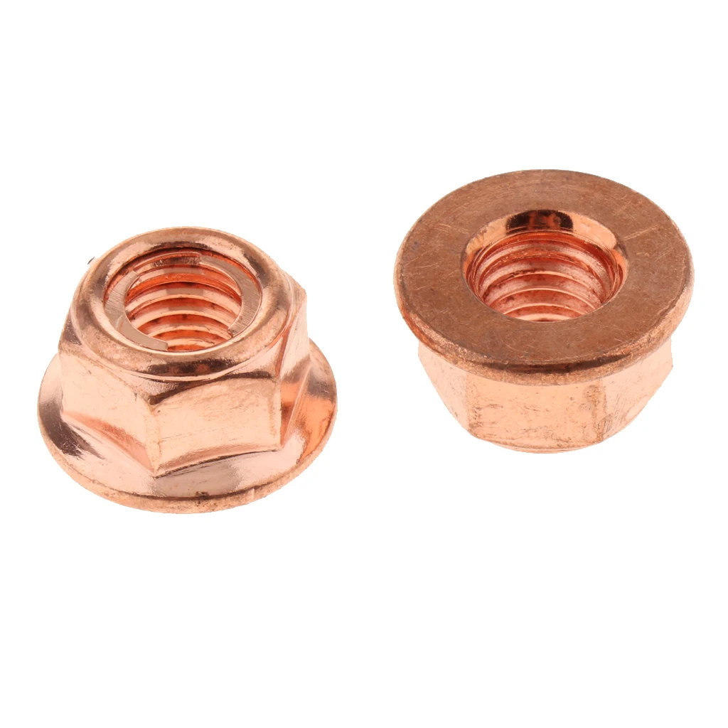 Car Exhaust Manifold Nuts Head Stud Nut M8 Hex Copper Self Locking Tools Pack of 12 