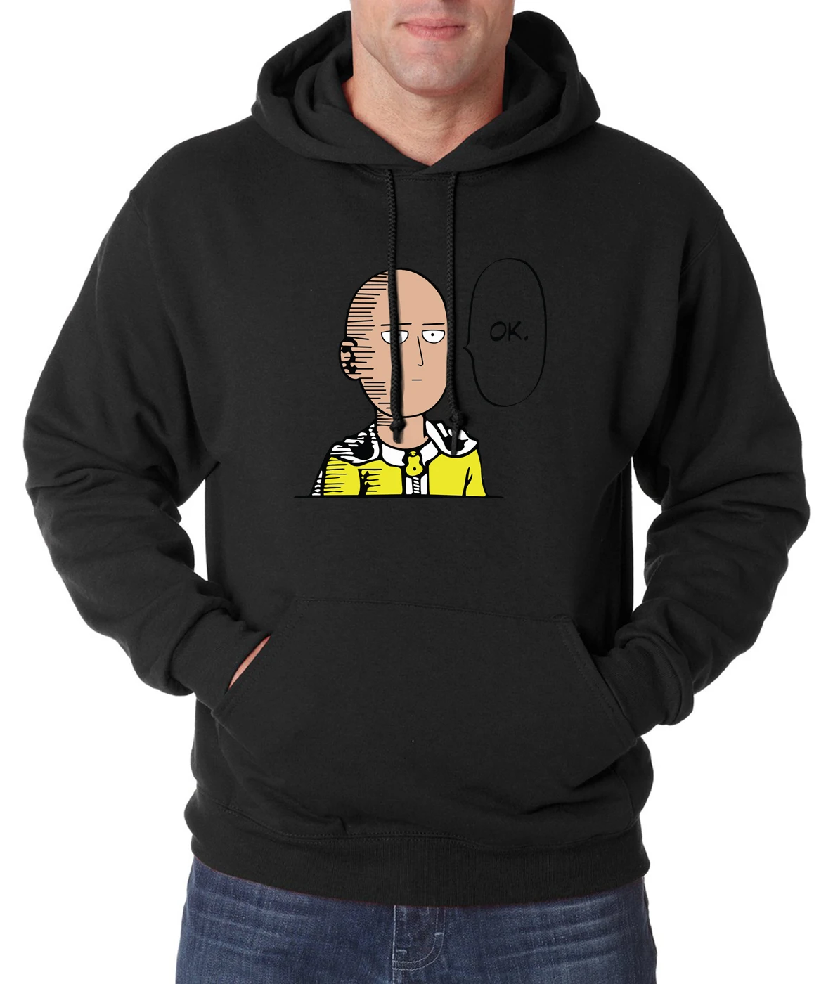 Price new arrival Anime One Punch Man Hoodies OK Printed Men Sweatshirts 2019 spring winter warm fleece loose fit men s sportswear