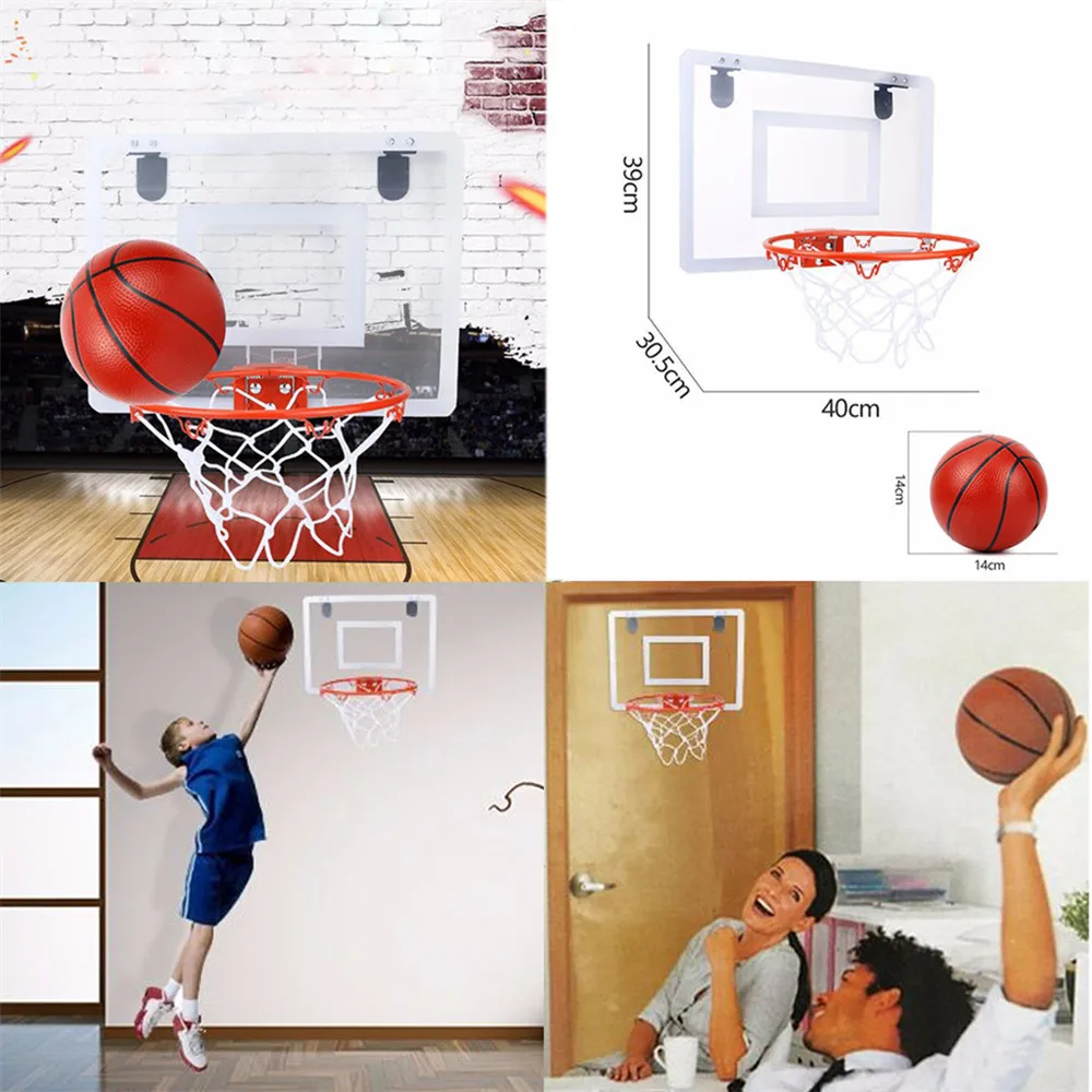 

Mini Basketball Hoop Shatter Backboard with Breakaway Rim Door Use Basketball indoor children's hanging basketball stand