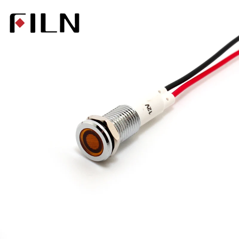 Pre-wires 20cm wire Metal Indicator light 10mm waterproof Signal lamp with wire 6V 12V 24V 110V 220v red yellow blue green white (4)