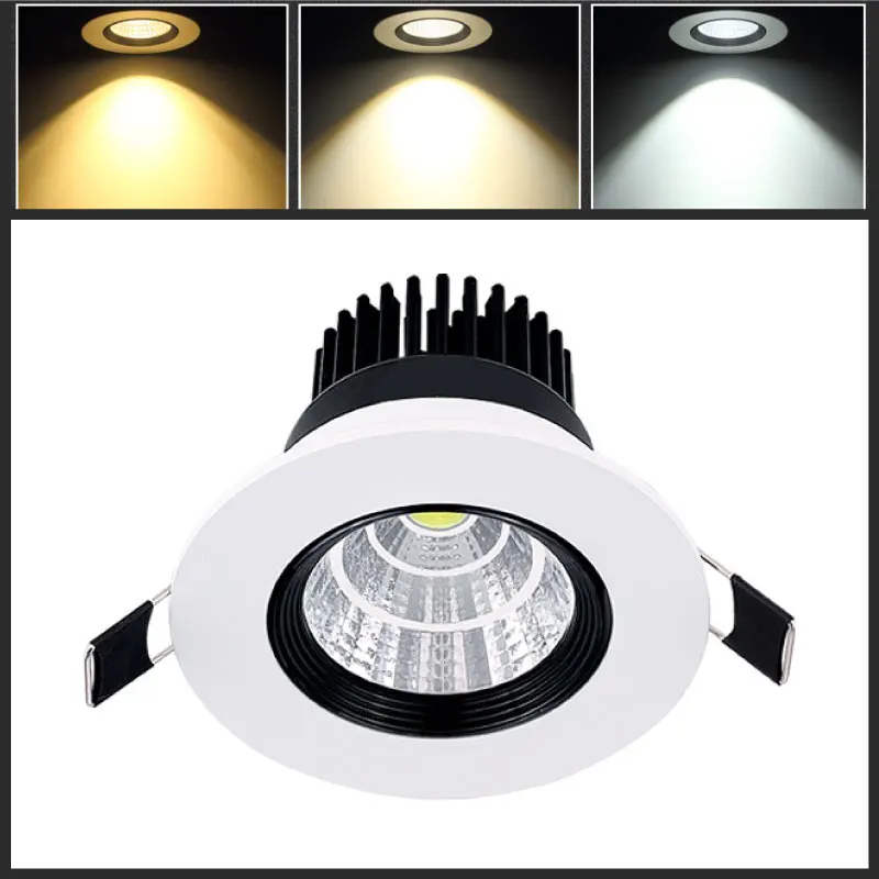 

1pcs Angle Adjustable LED Downlight 5W 7W COB Ceiling Recessed Spotlight AC85-265V Three Color switchable Bulb Light for Home