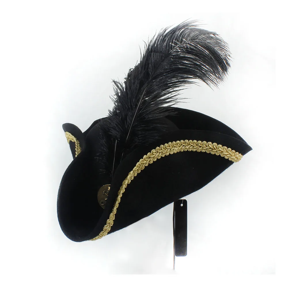 

Feather Pirate Hat Women Men Cosplay Royal Court Top Hats Caps Dress Up Props Masquerade Party Halloween Christmas Size 56-58CM