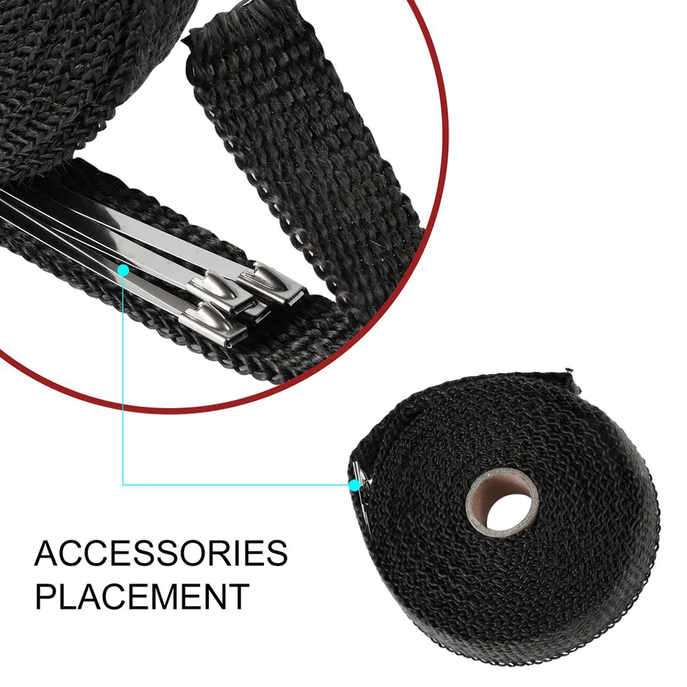 Motorcycle Accessories Motorcycle Exhaust Pipe Turbo Manifold Incombustible Heat Wrap Thermal Stainless Ties Tape 1.5mm*25mm*5m