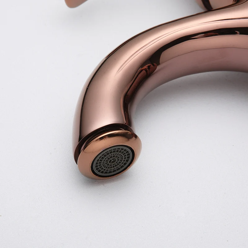 Basin Faucets Luxury Rose Gold Bathroom Faucet Single handle Basin Mixer Tap Deck Mounted Brass Lavatory sink Mixer Basin Tap