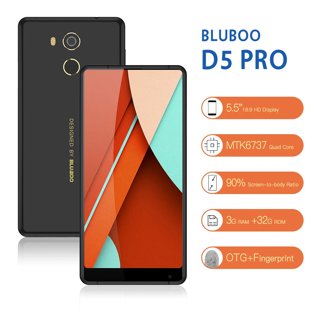 BLUBOO D5 Pro 5 ''HD 18:9 смартфон 3 ГБ Оперативная память 32 Встроенная mtk6737 четыре ядра