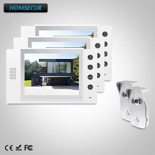 

HOMSECUR 8" Hands-free Video&Audio Smart Doorbell+Intra-monitor Audio Intercom :TC021-S Camera(Silver)+TM801-W Monitor(White)