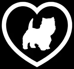 Westie стикер сердца терьер собака щенок виниловая переводная Наклейка на окно 8,75x9,5 см