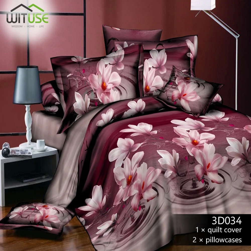 3 шт. 3D печатных цветок пододеяльник наволочка постельных принадлежностей не двуспальное стеганое одеяло «Королева» мягкая ткань для украшения семейной спальни - Цвет: Color