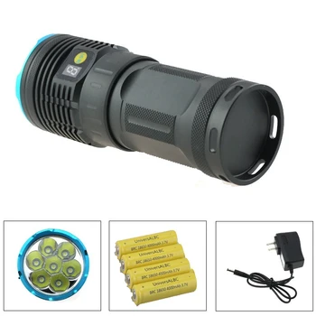 

OEM 7T6 10000 Lumen Tatical Led Flashlight Torch 7xCree XM-L T6 Led Rechargeable Lamp With LCD Display + 18650 Battery + Charger