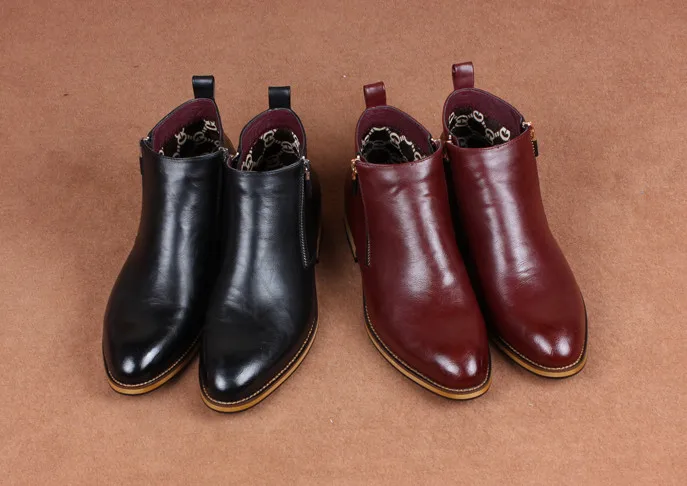 

Autumn winter new fashion men single boots male england style high top pointed toes side zipper leather martin boots