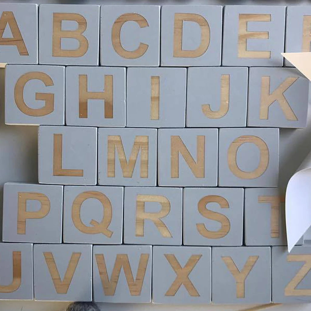  26Pcs Wooden English Alphabet Blocks Cubes Letters Educational Game Toys Kids Reading Learning Letters Cubes