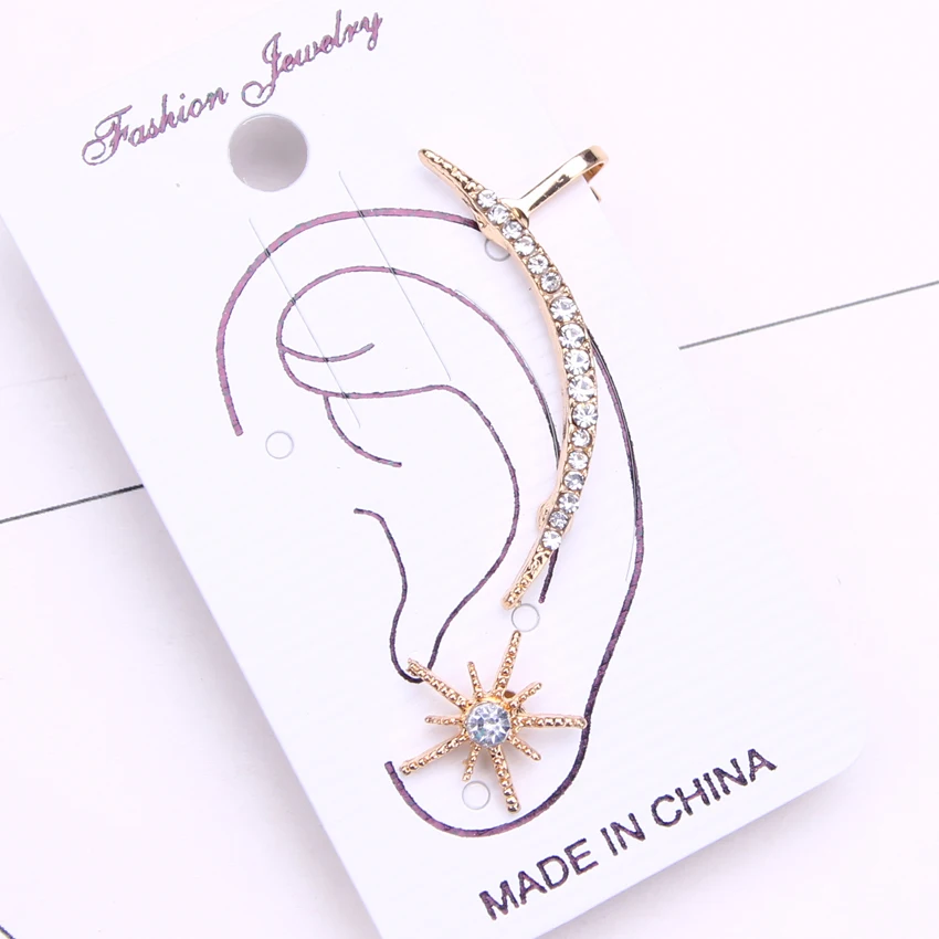 

star clip on earrings for women rhinestone gold ear cuff jewelry brincos clipe earcuffs clip earrings ear wrap