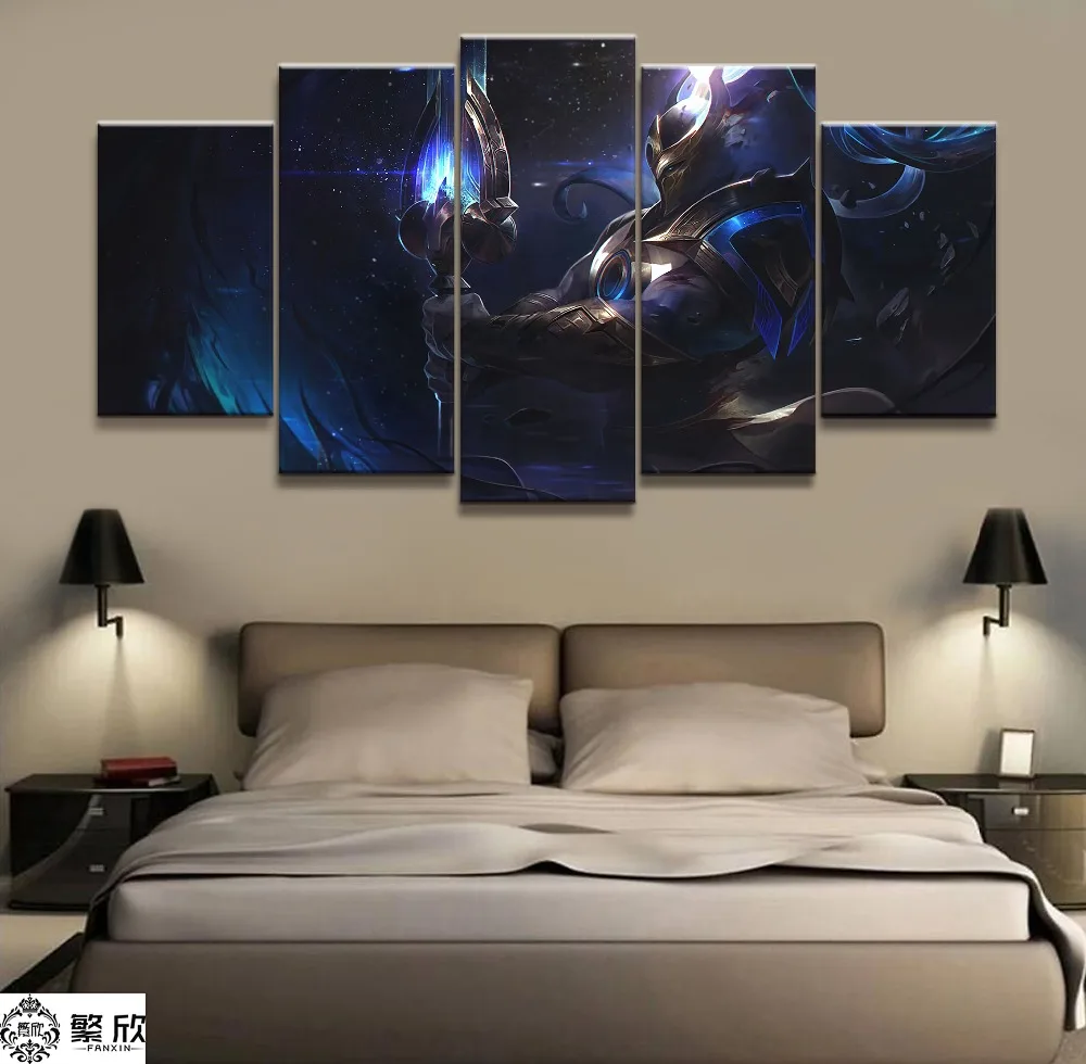 

5 Panel LOL League of Legends Xin Zhao Game Canvas Printed Painting For Living Room Wall Art Decor HD Picture Artworks Poster