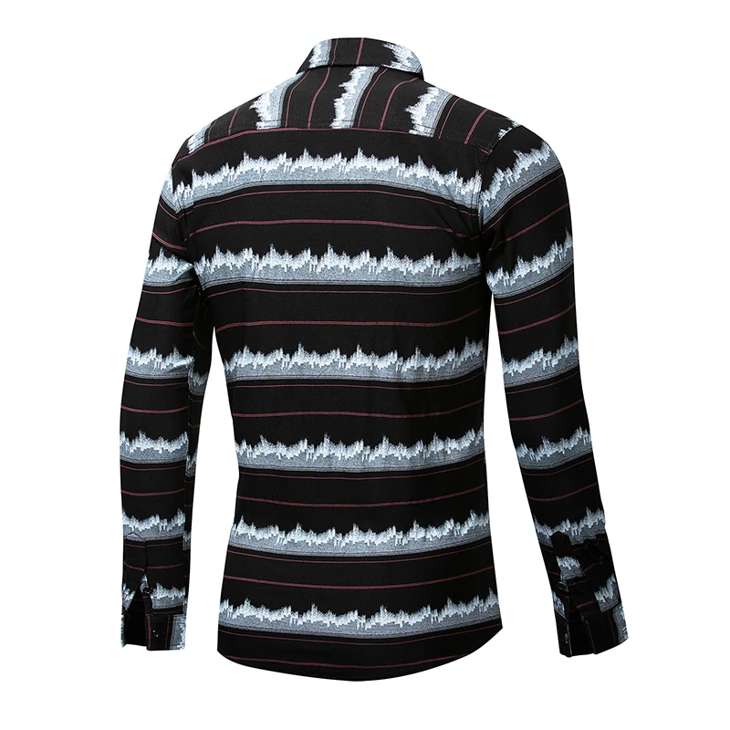 Shirt Men's Spring And Summer Large Size Cotton Long-sleeved Striped Shirt Fashion Urban Elastic Shirt Shirt Men's Spring And Summer Large Size Cotton Long-sleeved Striped Shirt Fashion Urban Elastic Shirt