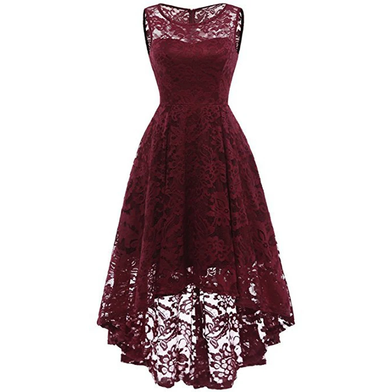 

High Quality Women Sleeveless Lace Mermaid Dress 2018 New Female O-neck Knee-length Solid Irregular Hem Dresses M L XL XXL