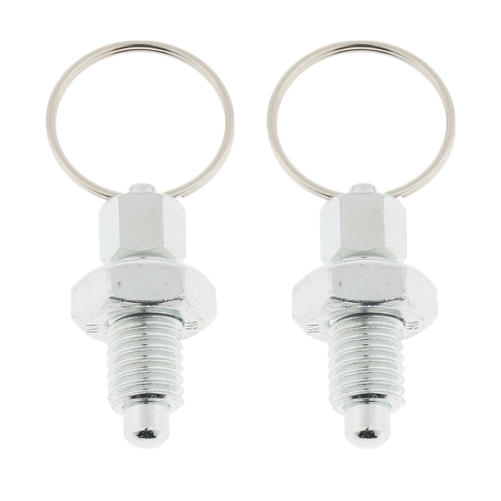2Pcs Stainless Steel Non Lock-Out Indexing Plunger With Pull Ring M10