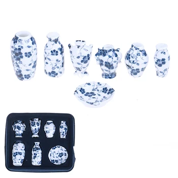 

7pcs/set Dollhouse Mini Ceramic Vase Accessories Scale 1:12 Decorative Miniature Porcelain Doll house Miniatures