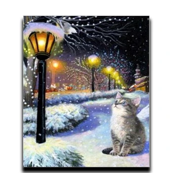 

Diy Diamond painting Snow cat New Diamond Embroidery painting beads pasted full 3D Square Rhinestone diamond mosaic animal icon