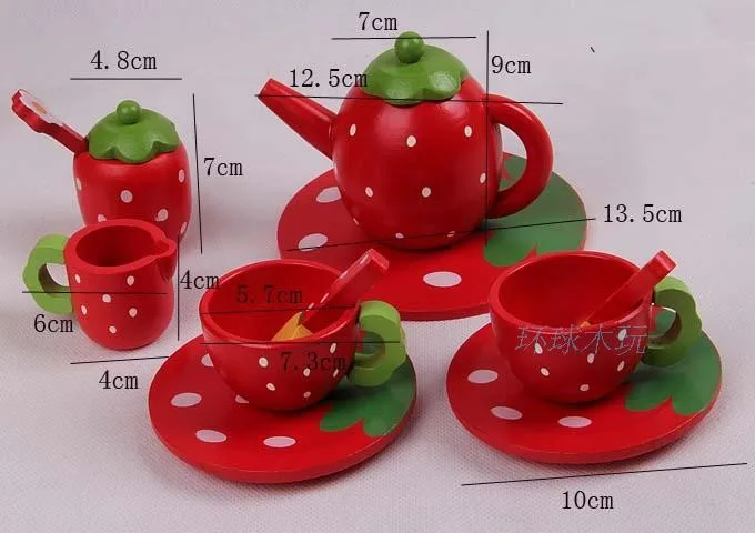 Экологичный красный краски воды деревянный послеобеденный чай шоколадный торт набор игрушек для детей игровой дом деревянные игрушки подарок