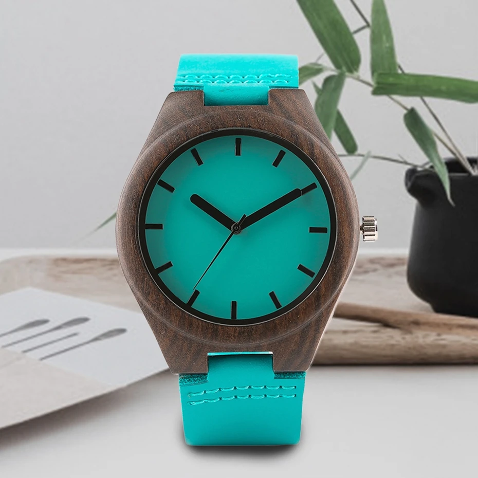 Men's Fashion Sandalwood Case Wood Watch Unique Blue Genuine Leather Analog Trendy Wooden Natural Women Quartz Wrist Watch Gifts 2017 2018 (13)
