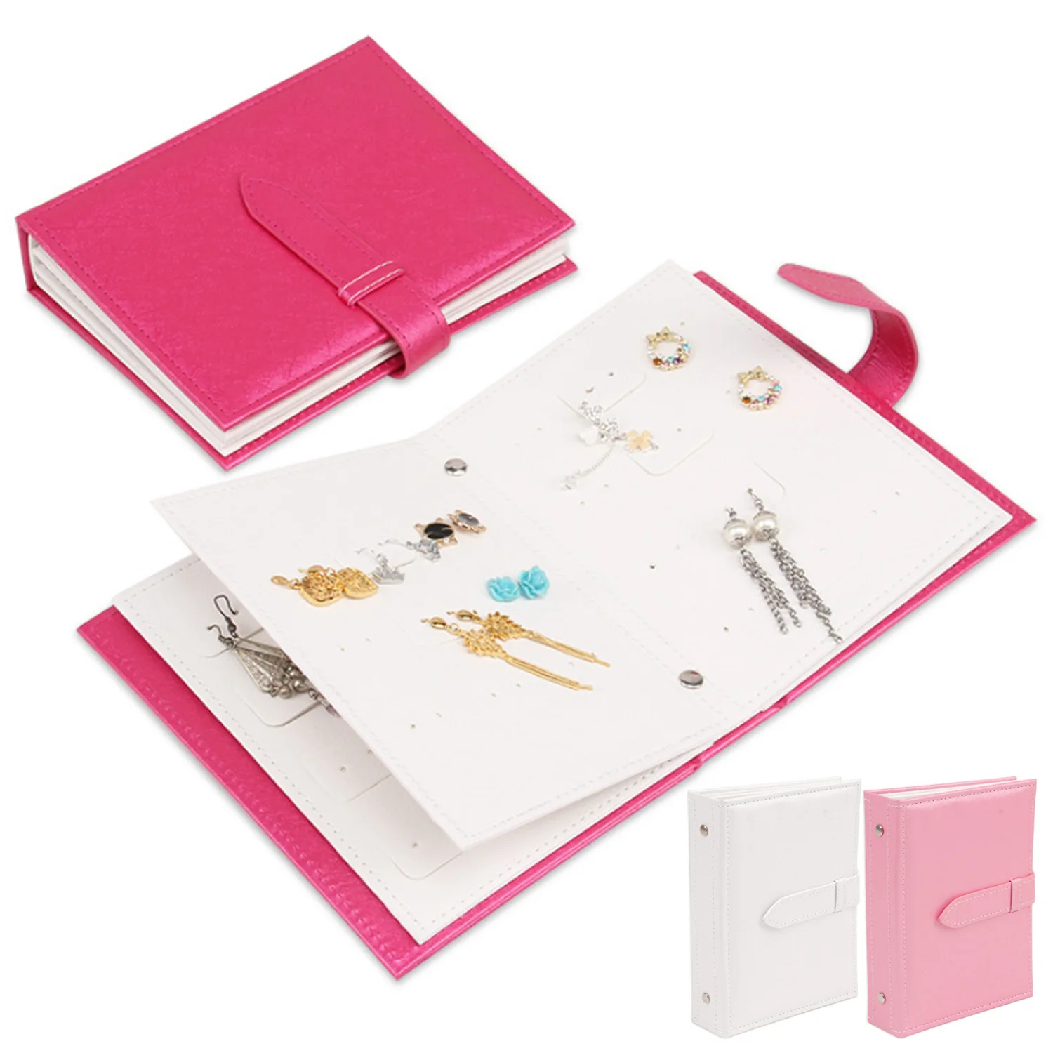

Behogar PU Leather Waterproof Jewelry Earrings Ear Studs Organizer Box Holder Display Storage Book Jewelry Makeup Container