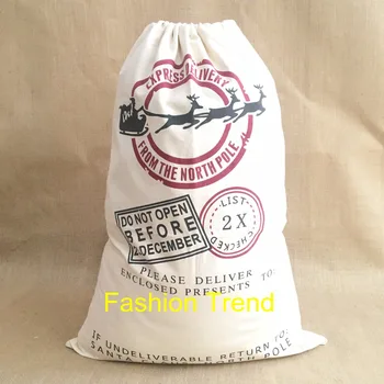 

150pcs/lot free shipping 3 Reindeers style santa sacks canvas Christmas indoor decoration gift sacks bag fast delivery