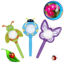 Мультяшная Портативная Лупа для детей с насекомыми, инструмент для детектива, Детский развивающий игрушечная лупа, божья коровка, бабочка