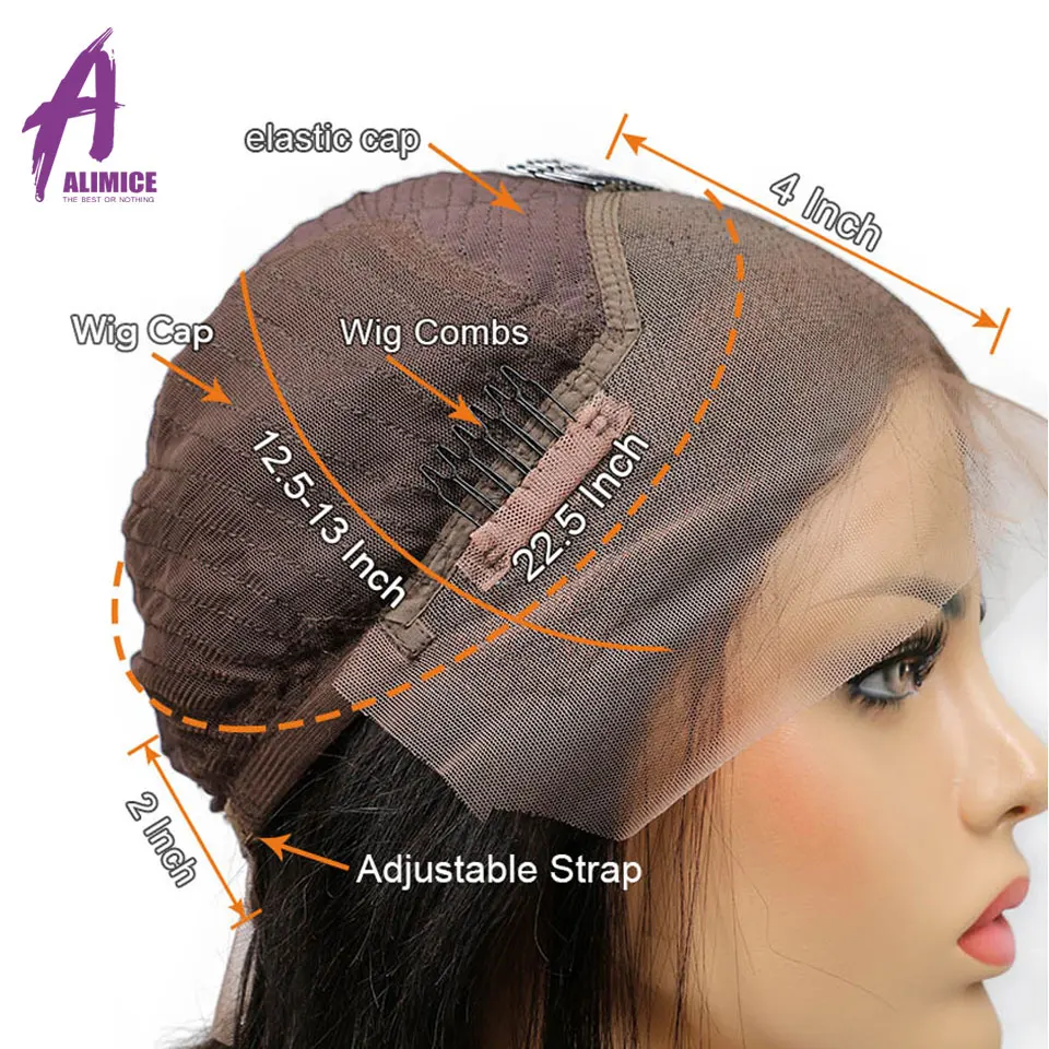 Alimice 180% Colored PinkBlondeRedBlueOrange Wigs Short Ombre Lace Front Human Hair Wigs Remy Brazilian Straight Hair Wig  (3)