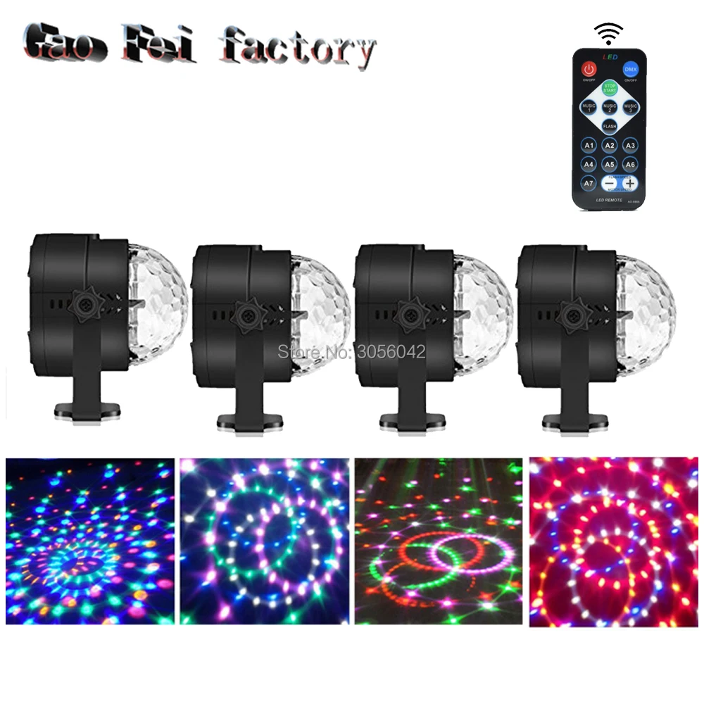 

4pcs/lot IR Remote Control Mini Disco Party Light, Crystal Magic Ball Portable Strobe Lamp for Listen music, Dance, Parties