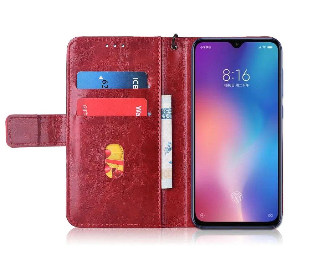 Кожаный чехол книжка для Xiaomi Mi 9 Mi9 кошелек из ТПУ сумка телефона|Чехлы-портмоне| |