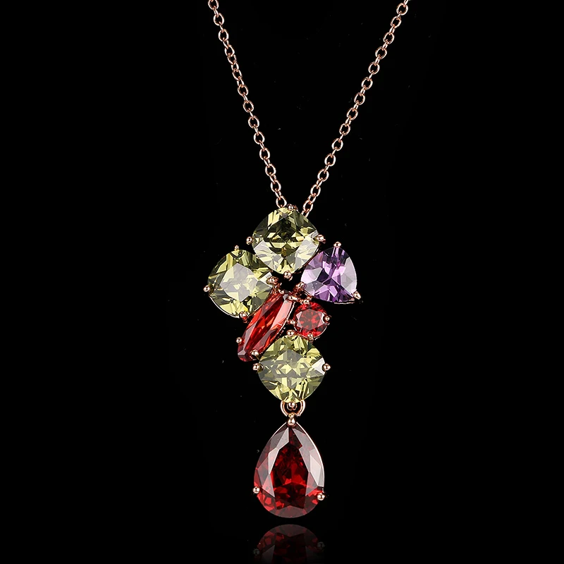 NoEnName_Null 2017 Ladies Pendant Necklace Colorful Zircon Fashion