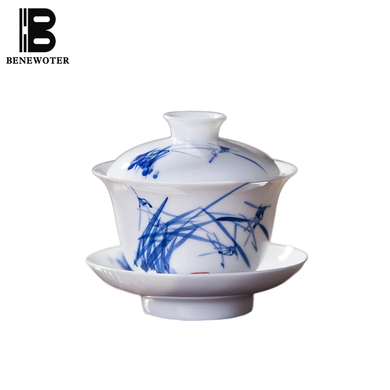 200 мл Цзиндэчжэнь супница Чай ware синий и белый фарфор Gaiwan Чай горшок большой Ёмкость Чай чаша ручной росписью подглазурная чай комплект