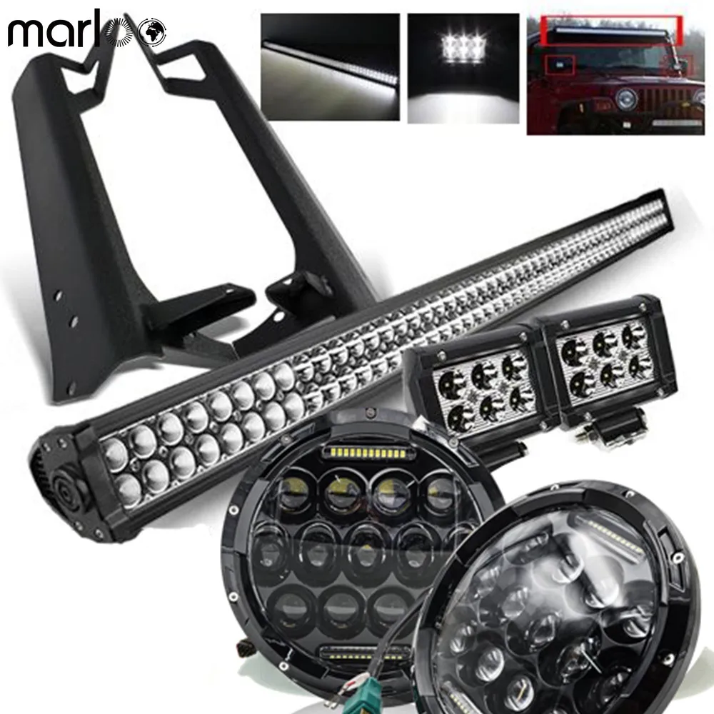 Светодиодный налобный фонарь Marloo для Jeep TJ 1997 2006 7 дюймов 75 Вт 52 дюйма 300