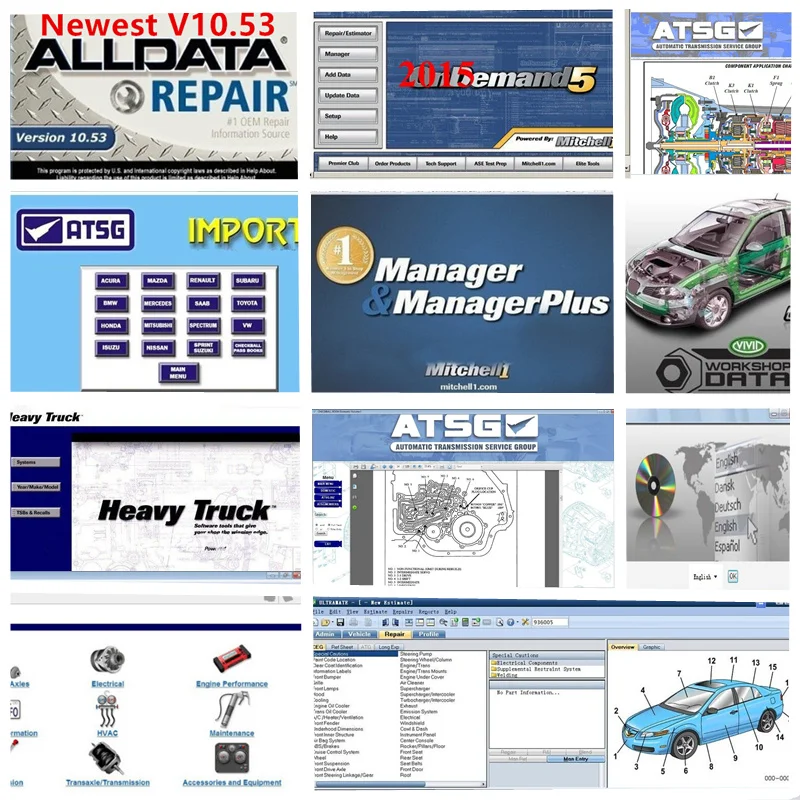 Горячая авторемонт Alldata программное обеспечение V10.53 mitchell по требованию atsg Vivid workshop 49 в 1 ТБ жесткий диск все данные