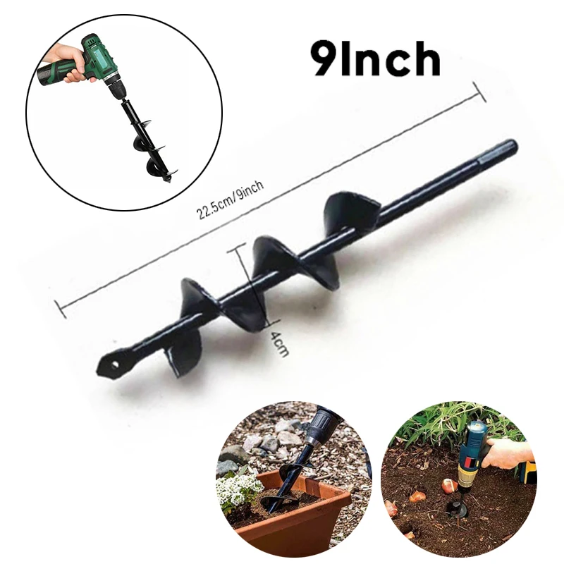 

9inch Planting Auger Spiral Hole Drill Bit For Yard Roto Earth Bulb Planter New