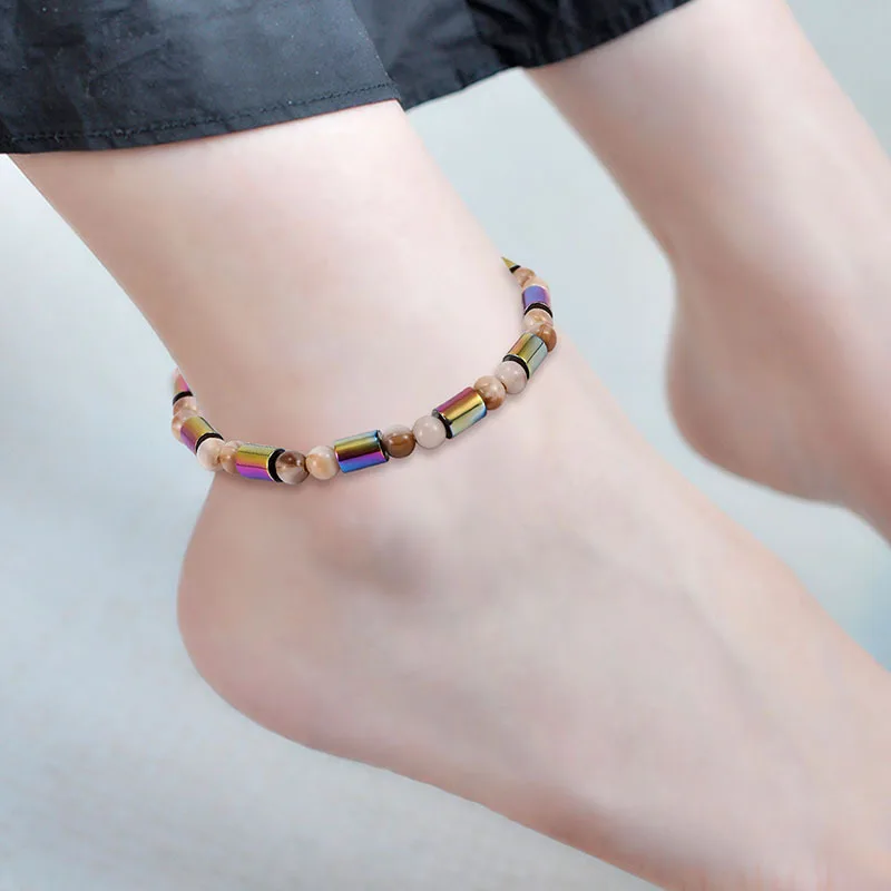 2018 Rainbow Magnet Slimming Anklets For Woman Men Magnets Of Lazy Anklet Lose Weight Magnetic Health Jewelry | Украшения и
