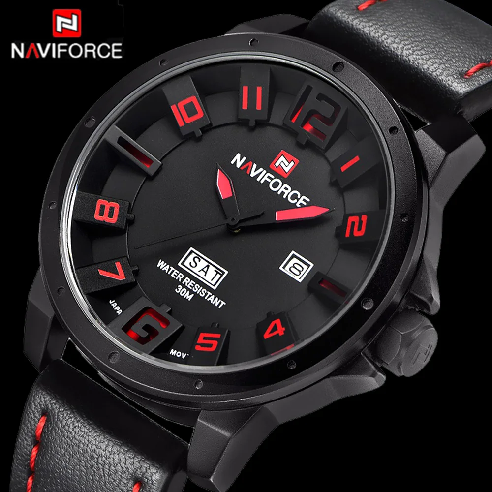 Men Watches NAVIFORCE Brand Military Reloj Quartz Analog 3D Face Leather Army fashion Clock Sports Watch Relogios Masculino