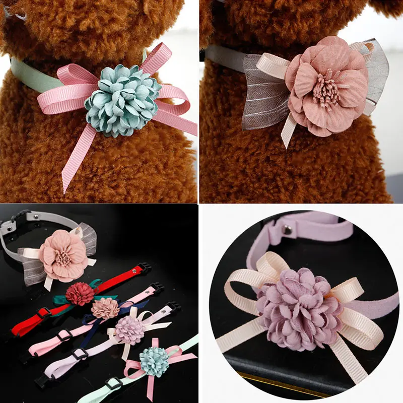 

Hot Lovely Beautiful Pet Cat Dog Collar Puppy Flowers Decoration Collar Necklace Adjustable Collars Hogard AU08