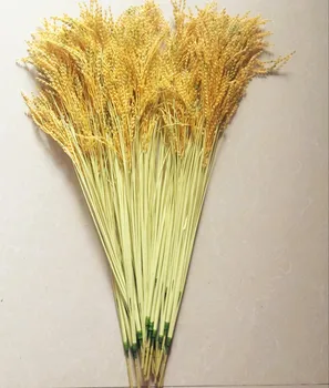 

20Pcs 70cm/27.56" Length Artificial Flower Simulation Yellow Rice Plant Plastic Greenery for Home Party Christmas Decoration