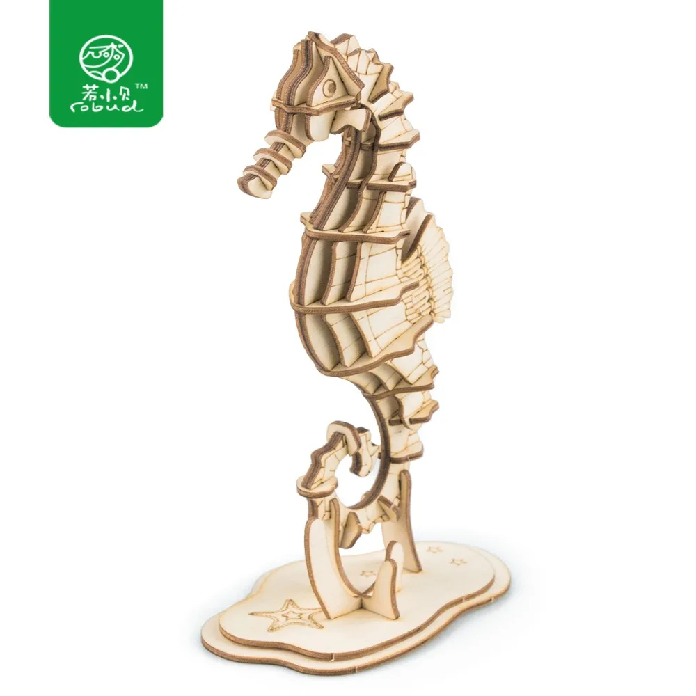 Robud DIY Деревянные 3D головоломки мультяшная модель животных Наборы сборки 33 шт.