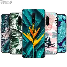 Black Case for Oneplus 7 7 Pro 6 6T 5T Silicone Phone Case for Oneplus 7 7Pro Soft TPU Cover Shell Tropical Green Plant leaf
