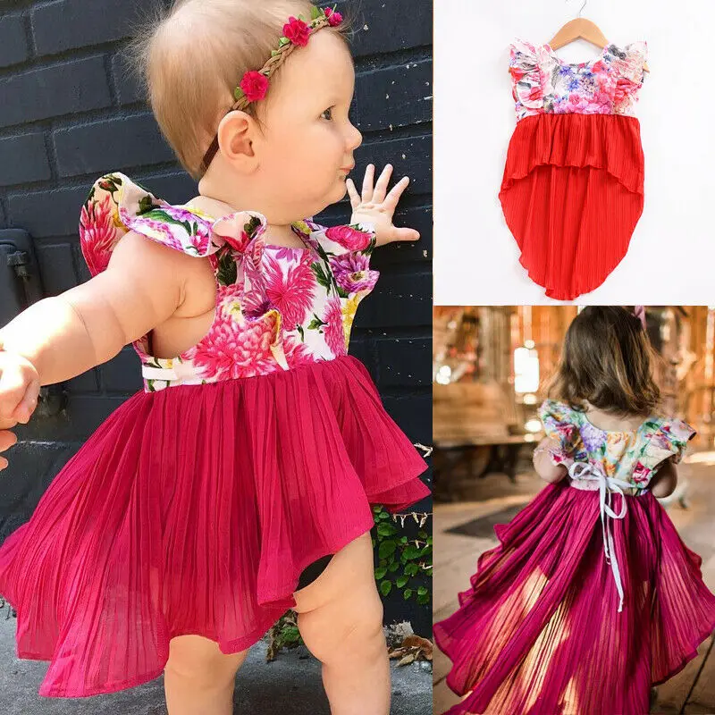 

IMCUTE Toddler Baby Girls Sleeveless Dress Party Princess Floral Sundress Tuxedo Dresses