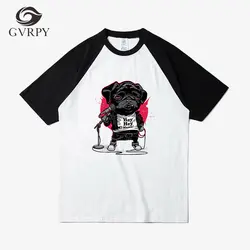 Новая высокая 2018 панк Мужская мода футболки хип-хоп собака принт футболка скейтборд уличный модал футболки мужские свободные