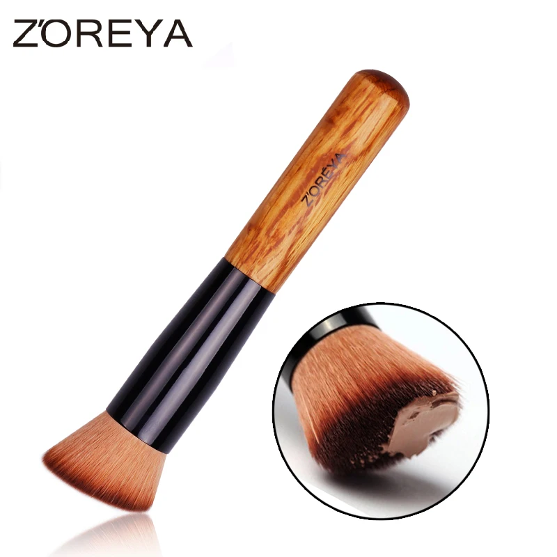 

ZOREYA Brand Oblique Foundation Brush Wood Handle Makeup Tool Multi-Function Mask Brushes